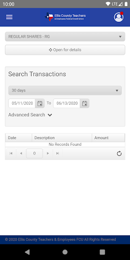 ECT&EFCU Mobile Banking Screen 3