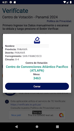 Android application Centro de Votación Panamá 2024 screenshort
