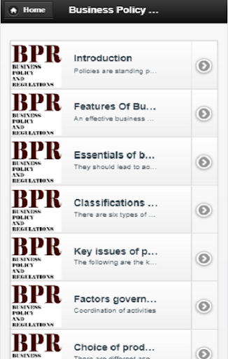 Android application Business policy and Regulation screenshort