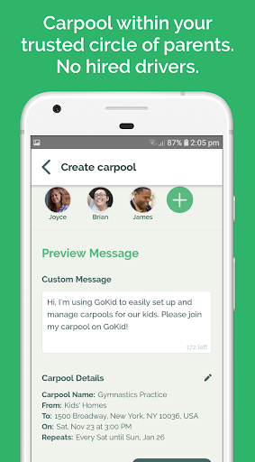 GoKid Carpool App Screen 3