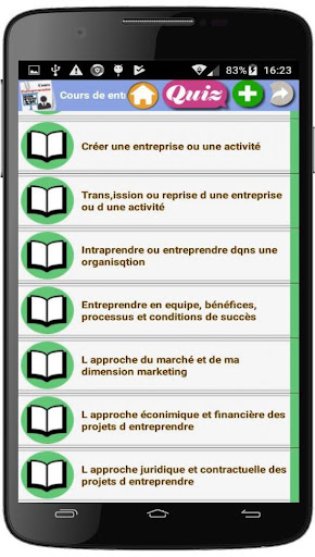 Android application Cours Entrepreneuriat screenshort