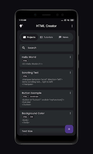 Android application HTML Creator(Pro) screenshort