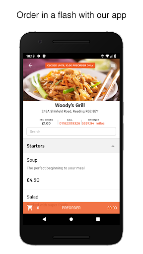 Android application Woody's Grill screenshort