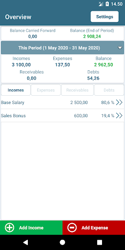Wallet - Income and Expense Screen 2