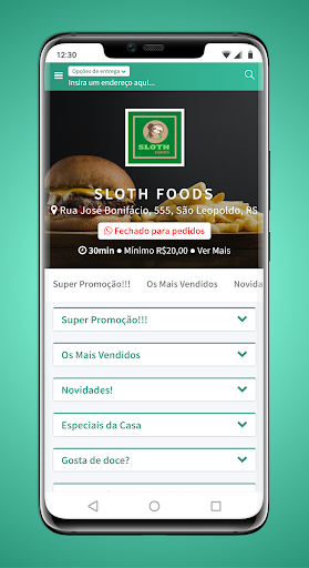 Android application Sloth Foods Sao Leopoldo screenshort