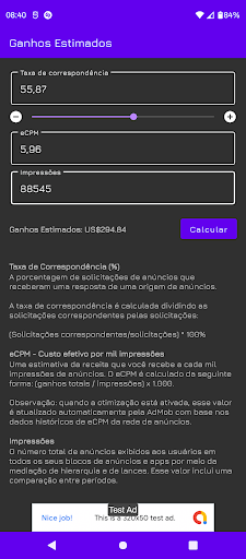Ganhos Estimados Screen 2