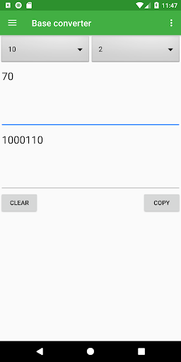 Base converter Screen 2