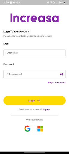 Android application Increasa screenshort