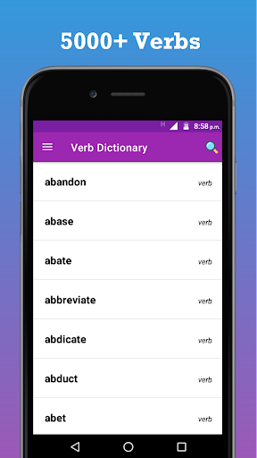 English Verb Dictionary Screen 2