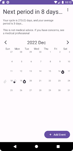 Android application Private Period Tracker screenshort