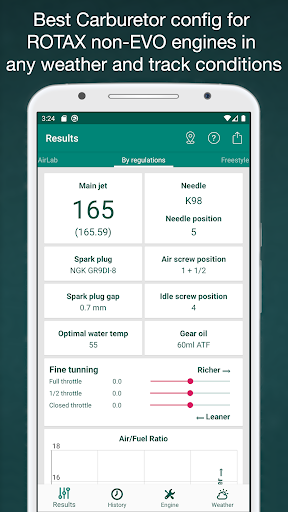 Android application Jetting Rotax Max Kart Pro screenshort