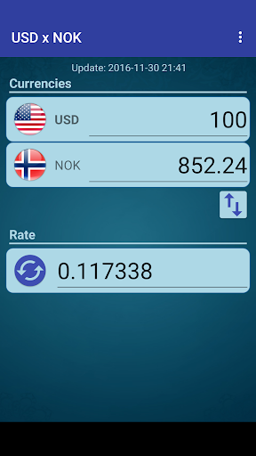 Android application US Dollar to Norwegian Krone screenshort