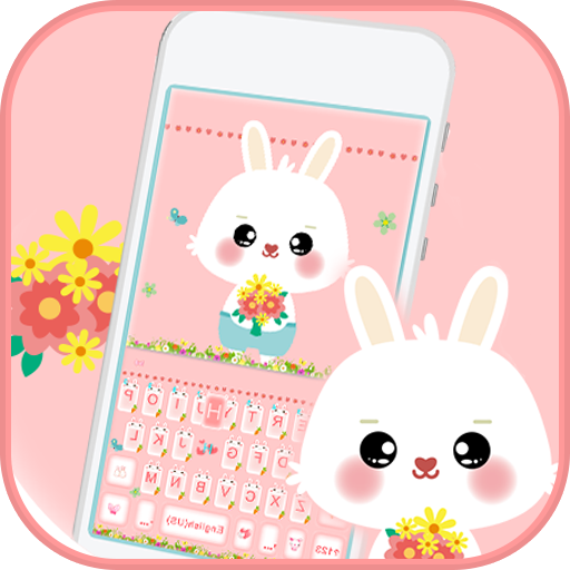 Pink Lovely Bunny Keyboard Theme