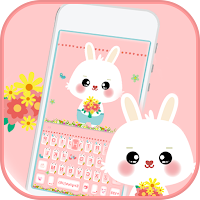 Тема для клавиатуры Pink Lovely Bunny