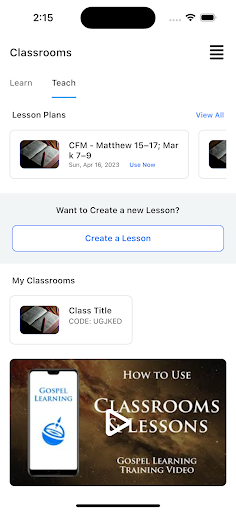 Gospel Classrooms Screen 3