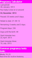 screenshot of Pregnancy calculator