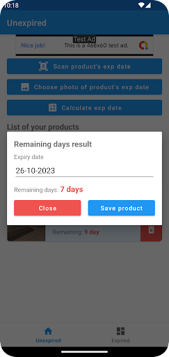 Expiry Date Alert Screen 3