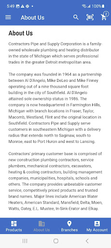 Android application Contractors Pipe and Supply screenshort
