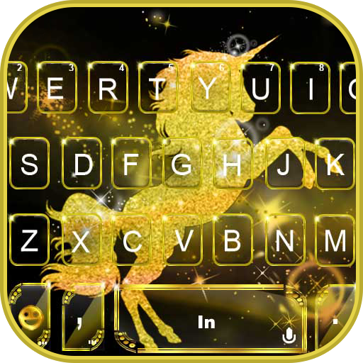Gold Luxury Unicorn Keyboard T logo