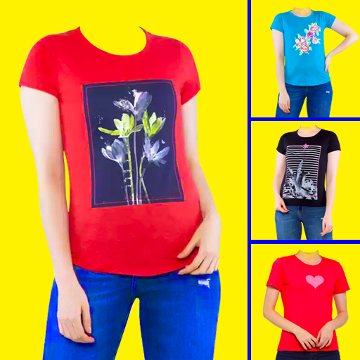 Women T shirt photo editor logo