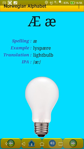 Android application Norwegian alphabet for old peo screenshort