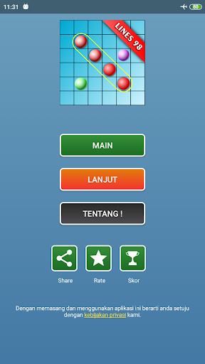 Android application Bola warna - lines 98 screenshort