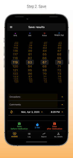 Systolic - blood pressure app Screen 2