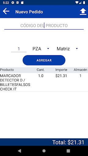 Android application Ruta+ Pedidos screenshort