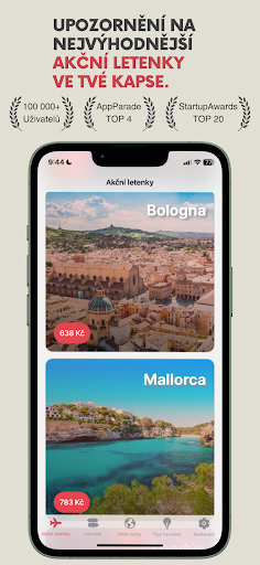 Android application FlyAway: levné letenky a cesty screenshort