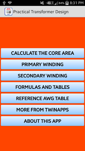 Android application Electrical- Transformer Design screenshort