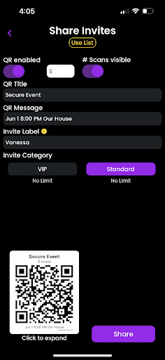 Android application CLIQInvite screenshort
