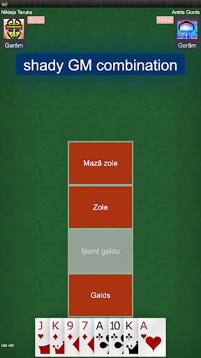 Latvian card game: RaccoonZole Screen 3
