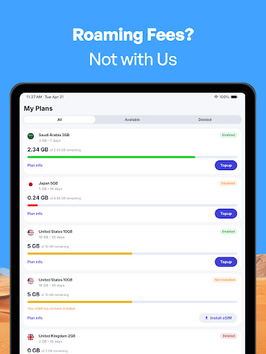 Screenshot of eSIM70: eSIM For Travel Data