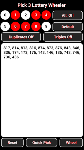 Pick 3 Lottery Wheeler Screen 3
