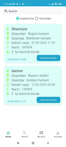 Hamroh taxi Screen 3
