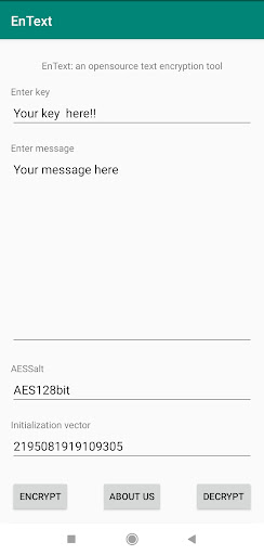 EnText - encrypts text. Screen 3