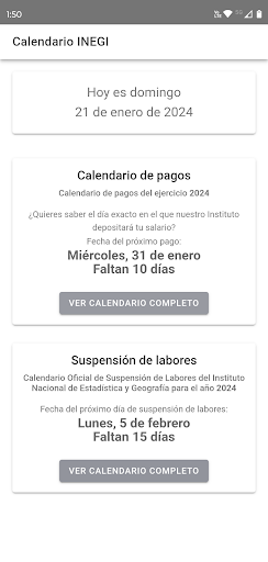 Android application Calendario de pagos INEGI screenshort