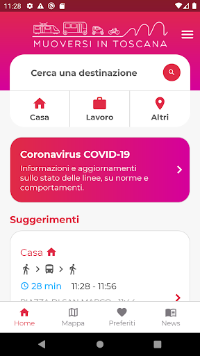 Android application Muoversi in Toscana screenshort
