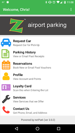 Android application Z Airport Parking screenshort