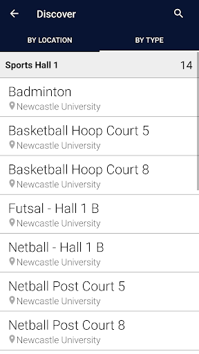 Newcastle University Sport App Screen 3