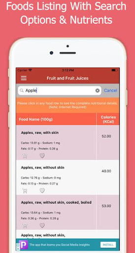 Calories In Foods Screen 2
