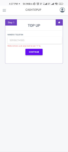 CASH TOPUP Screen 3