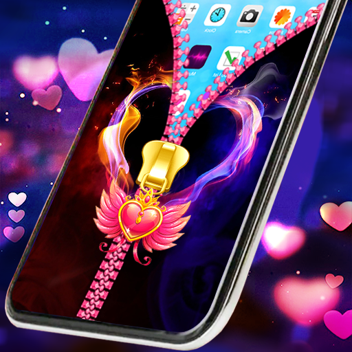 Heart zipper screen lock logo