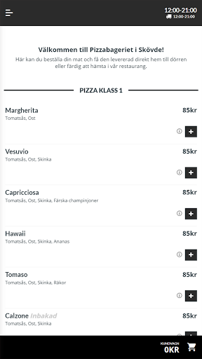 Android application Pizzabageriet Skövde screenshort