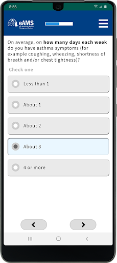eAMS: Asthma Management System Screen 2