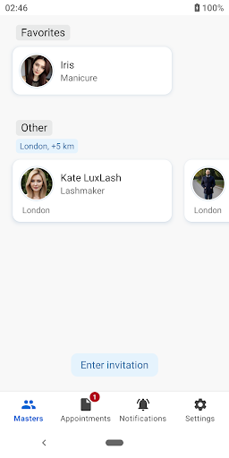 Android application Check in Beauty: Client screenshort