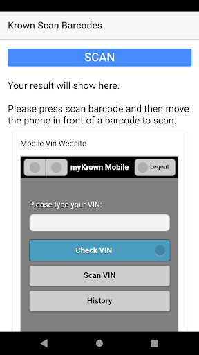 Android application Krown Barcode Scanner screenshort