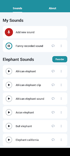 Android application Elephant Sounds screenshort