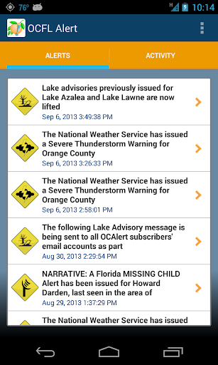 Android application OCFL Alert screenshort