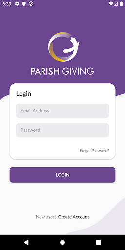 Android application Parish Giving screenshort